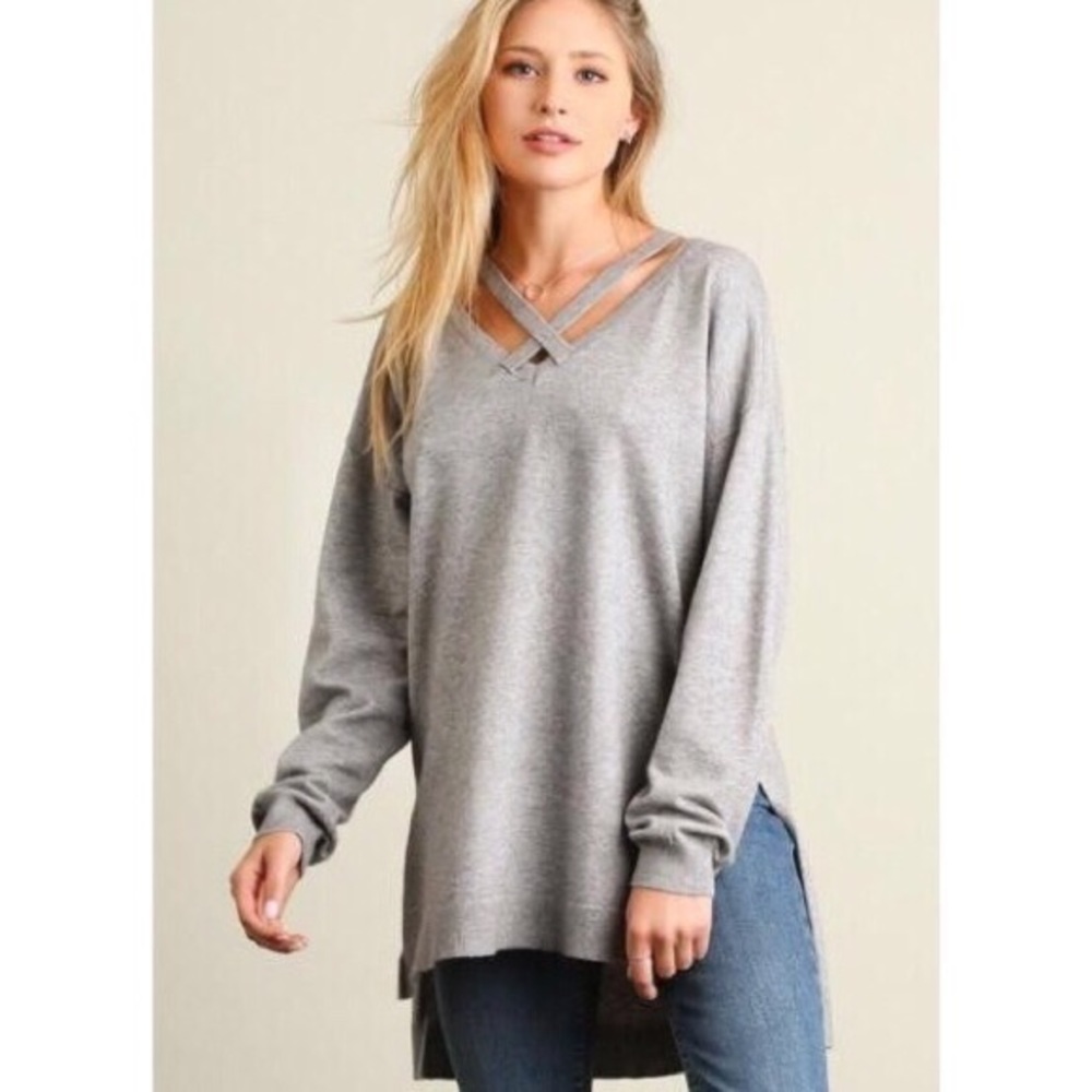 Umgee Sweater Criss Cross neck